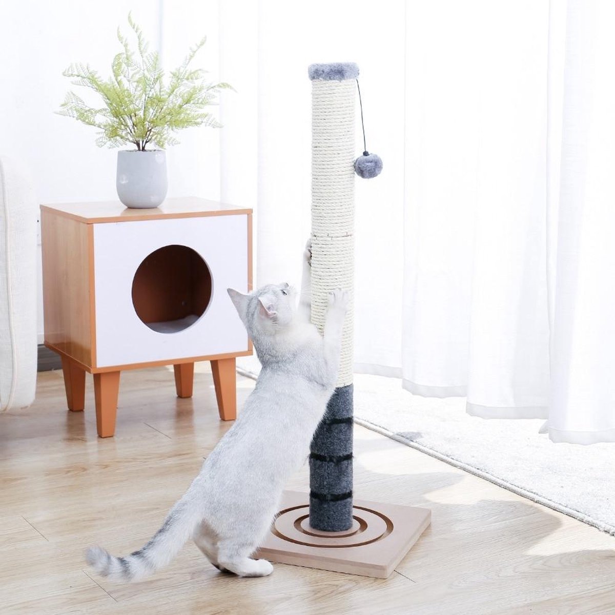 Baymate H228cm Huisdier Krabpaal Speelgoed Condo Kat Klimmen Toren multi-layer Met Hangmat Kat Huis Meubels Krassen Massief houten Post voor Kat AMT0032dGY