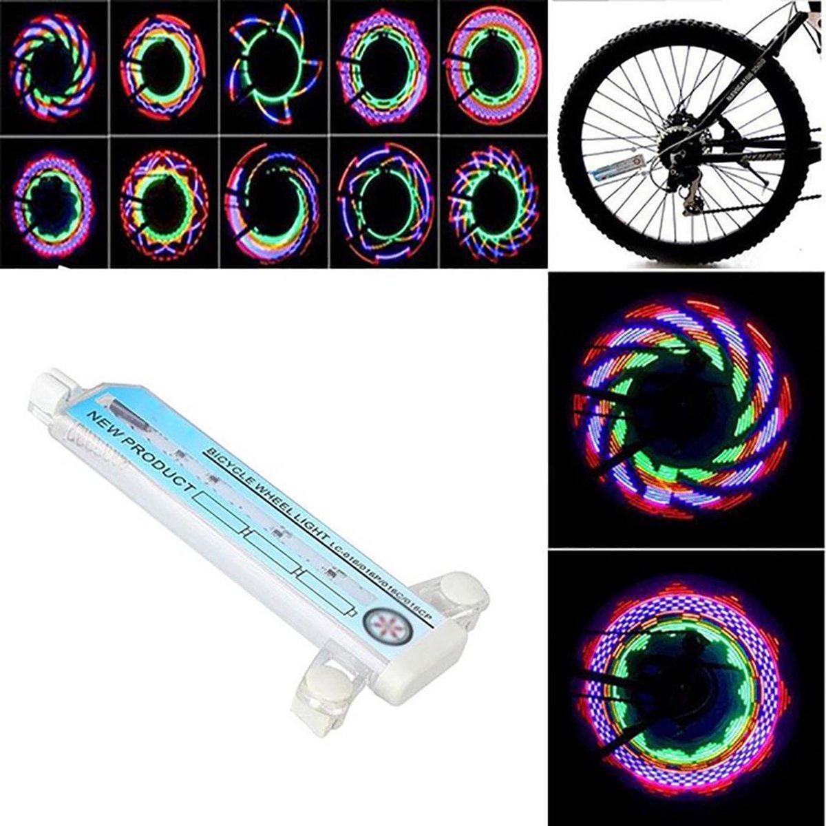 2 stuks Multi LED Spaakverlichting XXL | 32 LED Lampen Fietsverlichting | 32 Verschillende Patronen Extra Groot