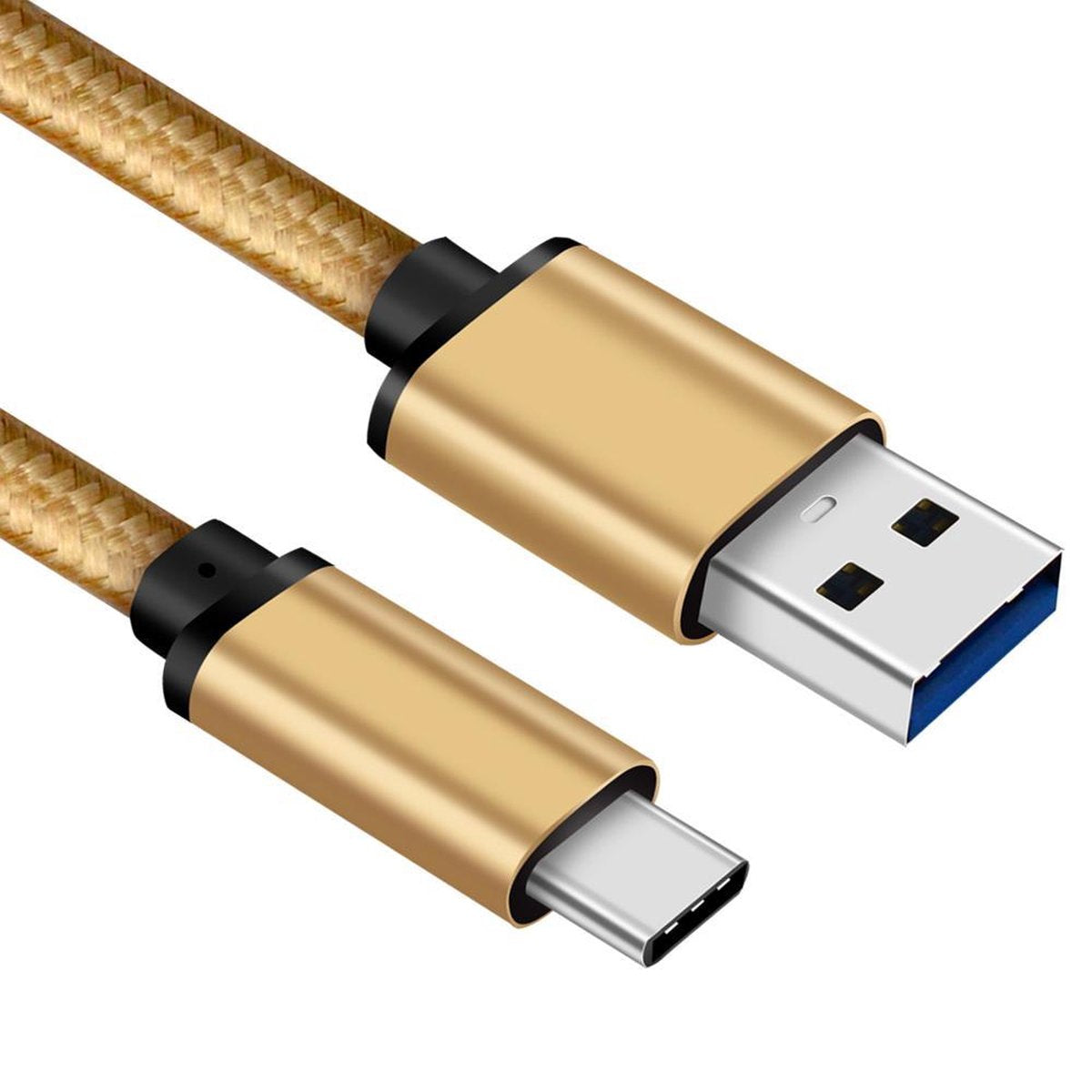 USB C kabel | C naar A | Nylon mantel | Goud | 1 meter | Allteq