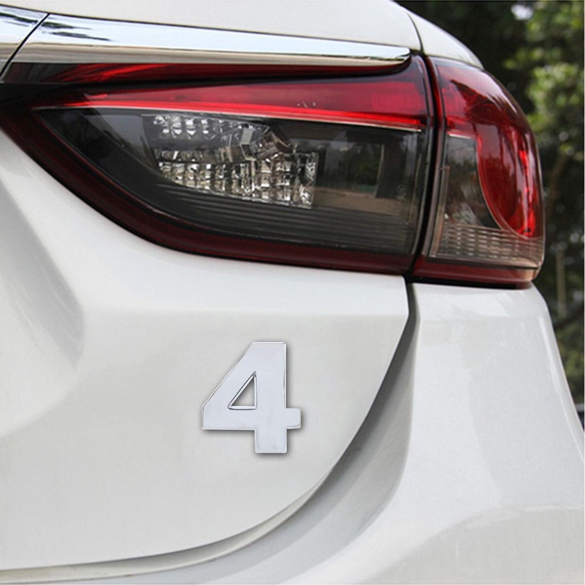 Auto Voertuig Badge Embleem 3D Nummer Vier Zelfklevende Sticker Decal