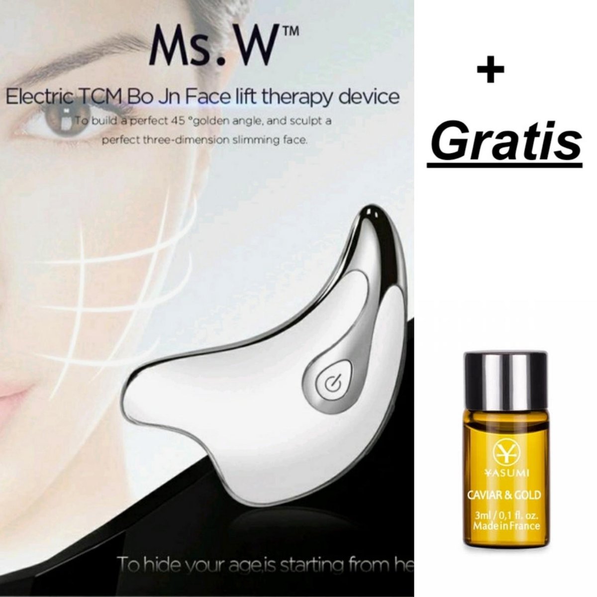 Ms.W - Anti Aging |Gezicht lifting TCM Bo Jn Therapieapparaat | Huidverjonging en gezichtverzorging | Gezichtsmassage & Nek 3 in 1 | Mesotherapie | Wegwerking dubbele kin |Facial Lifting TCM Bo Jn Therapy Device