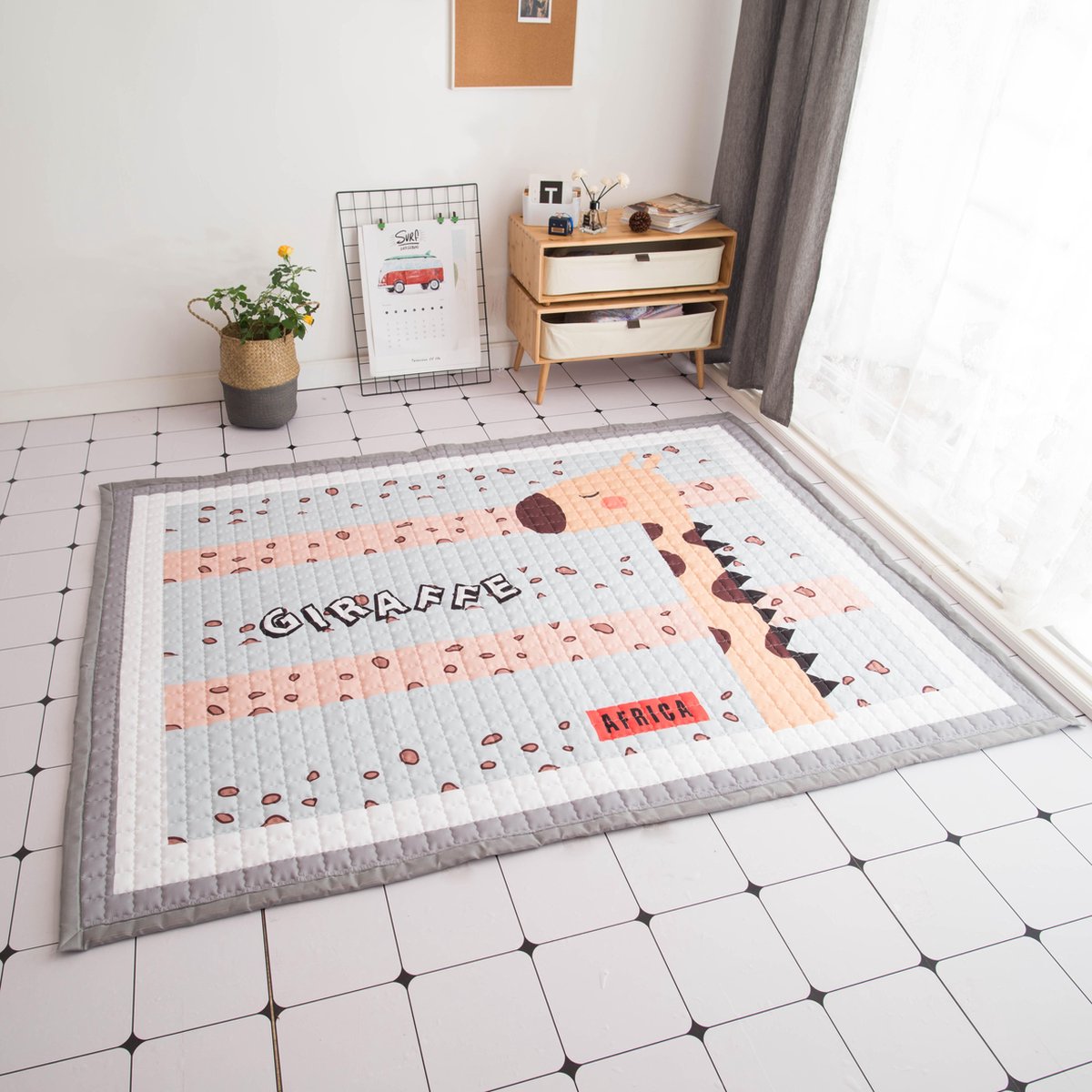 Speelkleed kinderen - Leuke Giraf - Vloerkleed groot formaat - met opbergtas