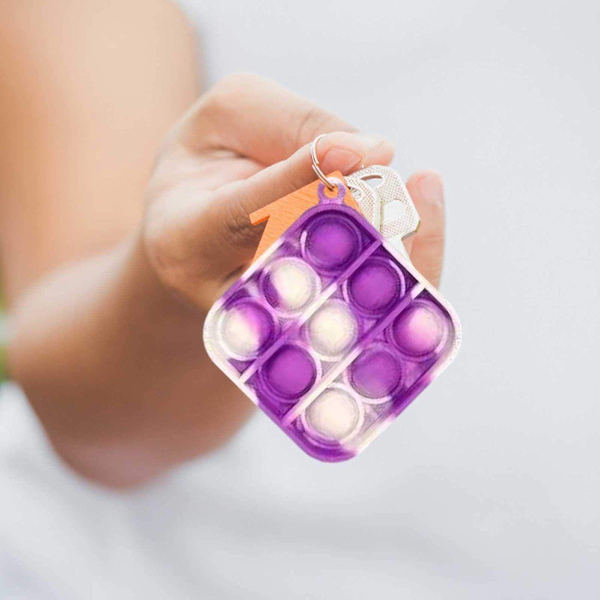 Fidget - Pop it - mini - Sleutelhanger - Paars - Marble - Vierkant - Bekend van Tiktok