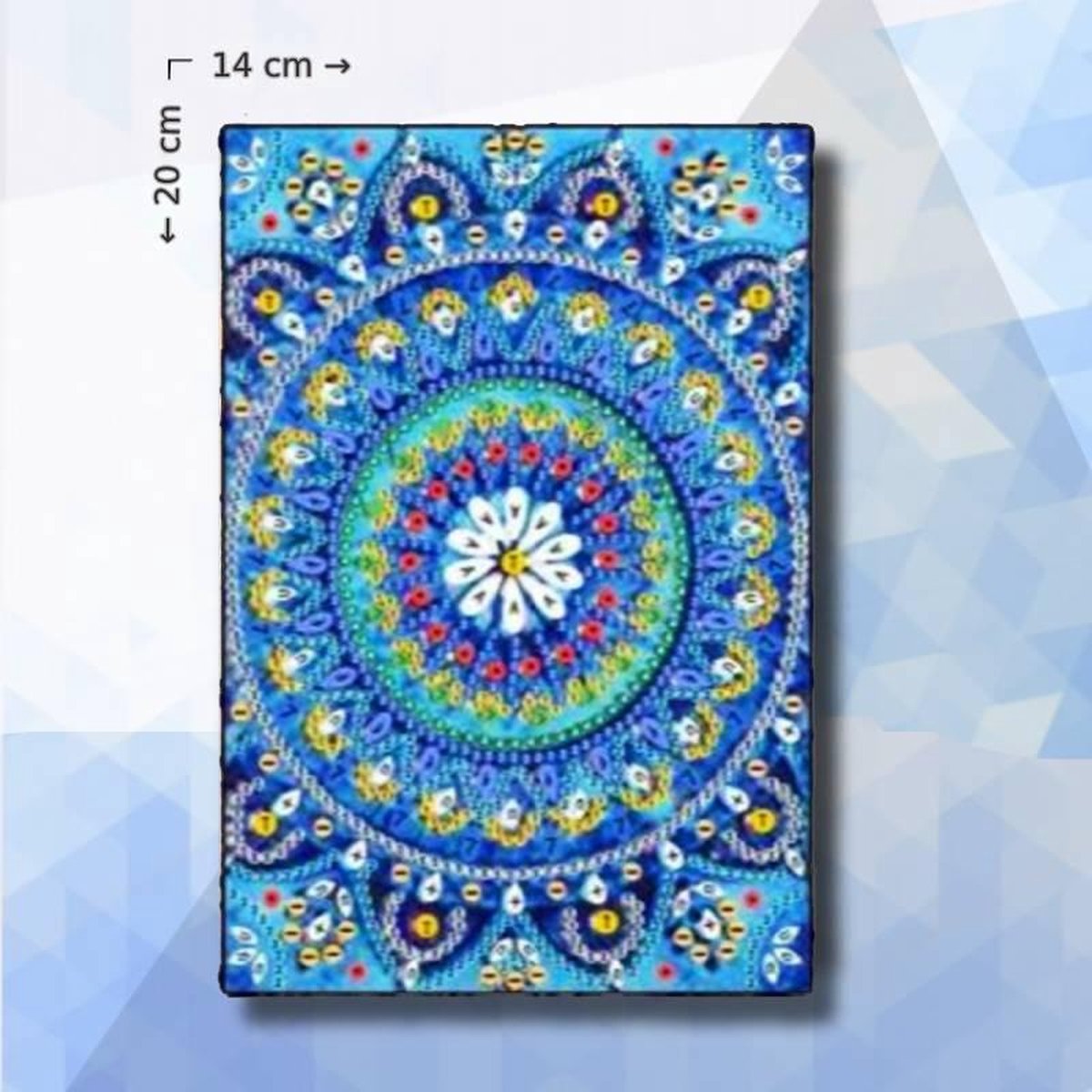 Diamond painting Notitieboekje pakket Blauwe Mandala - ronde steentjes