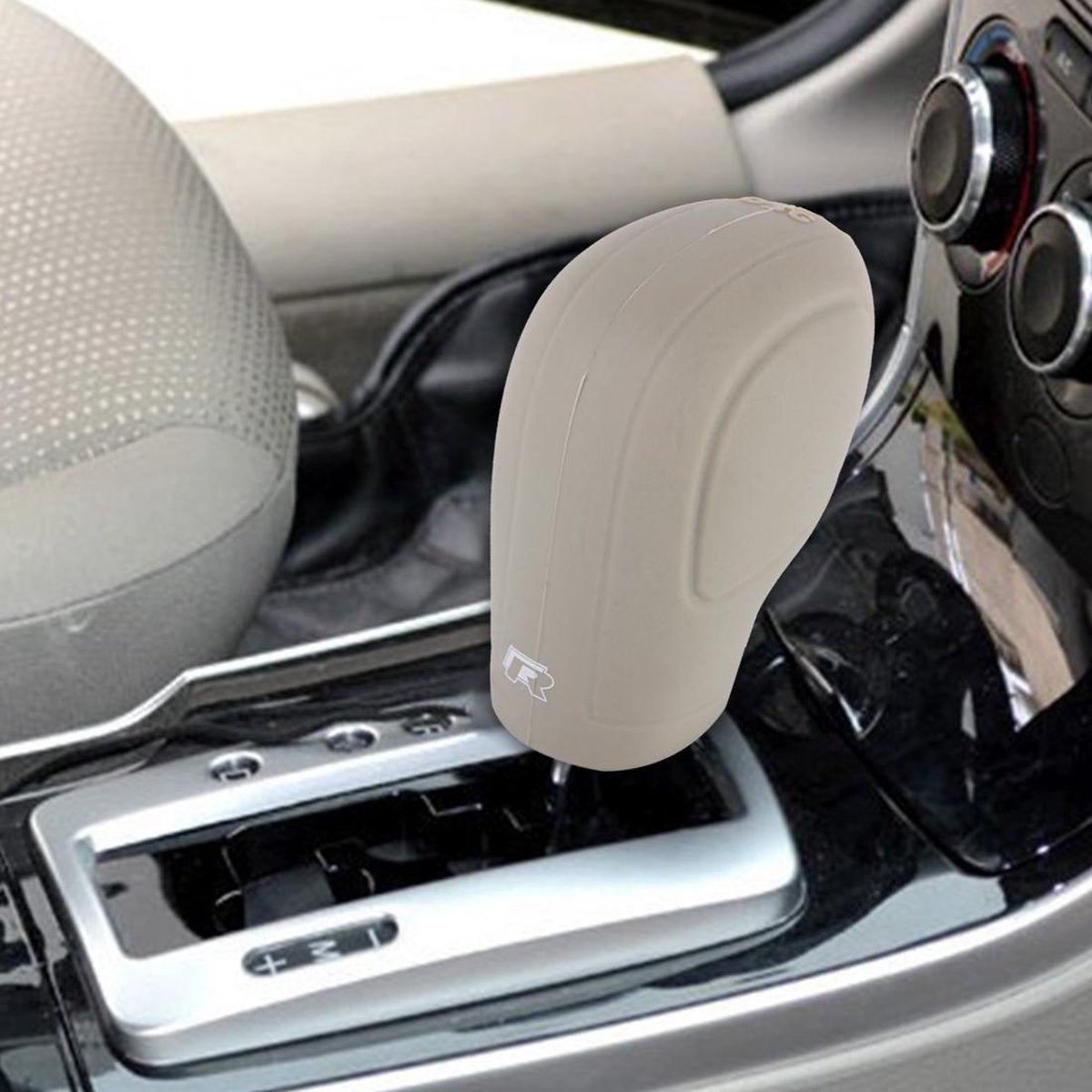 Rubber Auto Handrem Hoofd Cover Pookknop Gear Stick Kussenhoes Auto Accessoire Interieur Decoratie Pad (Khaki)