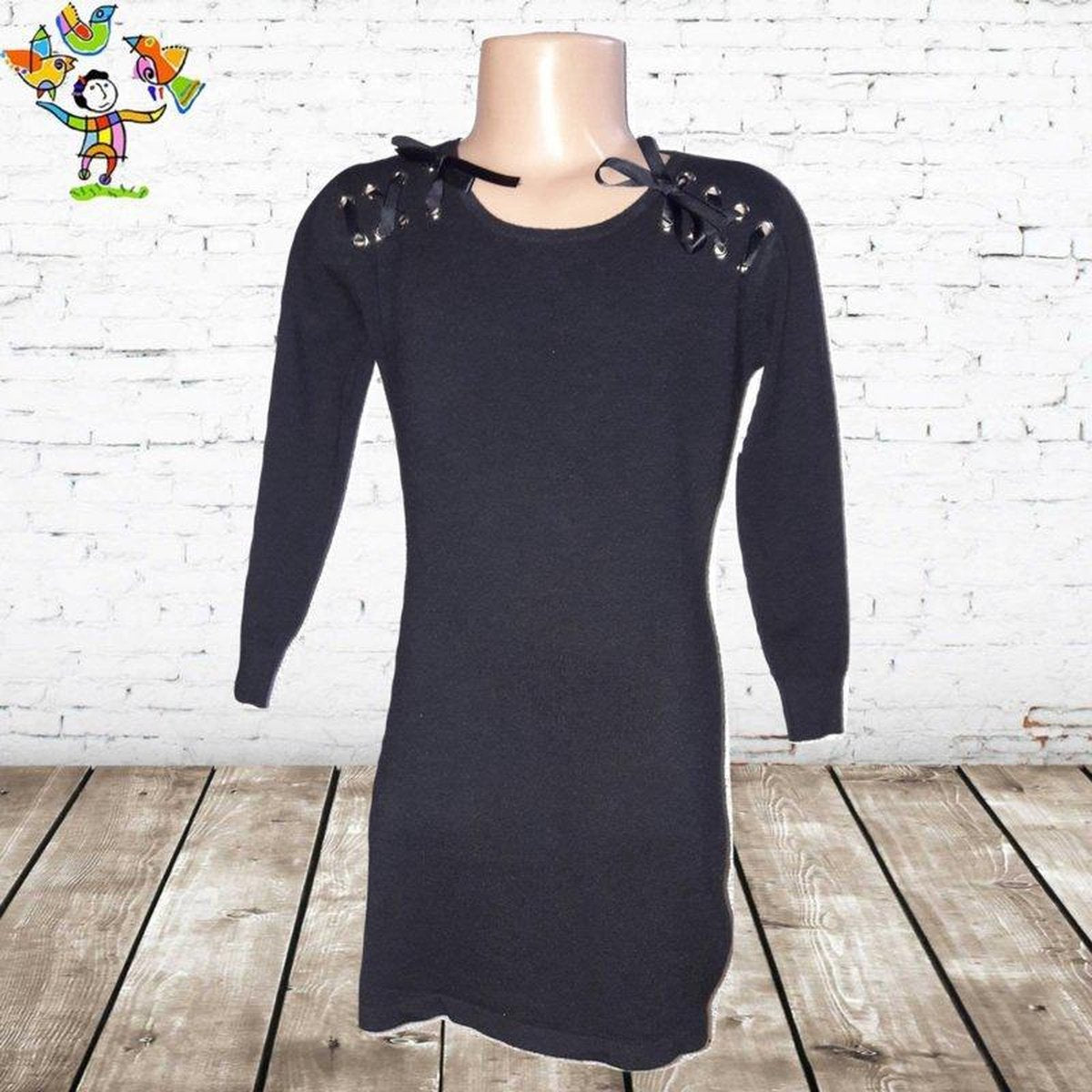 S&C Zwarte kinderjurk met Lint 110/116
