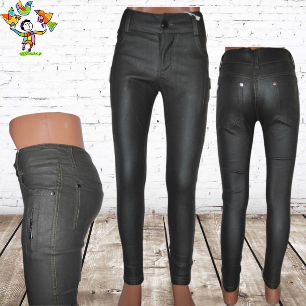Papillon wax broek mosgr - 98/104