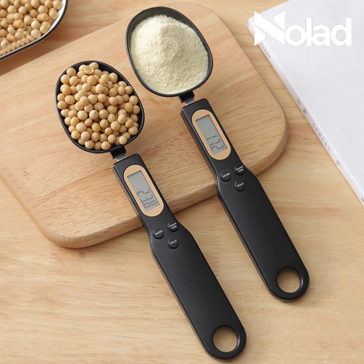 Nolad® Keukenweegschaal| kook weegschaal| digitale precisie weegschaal Maatlepel| Lepelweegschaal| Digitale Lepel weegschaal| Digitale maatlepel| Dierenvoeding weegschaal| 0.1 tot 500 gram| Zwart