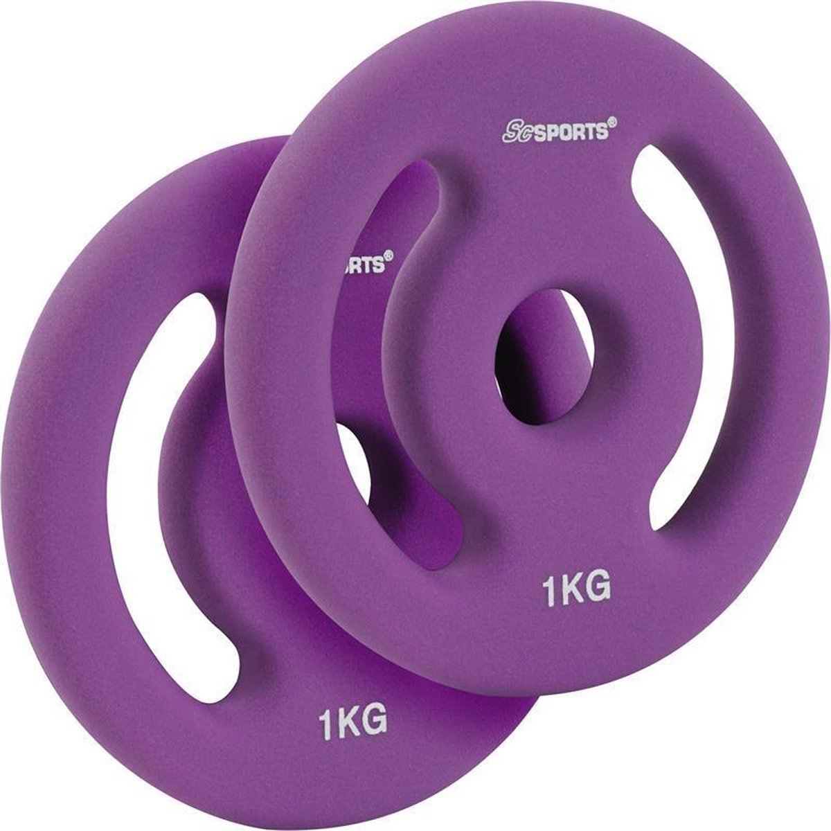 ScSPORTS® Halterschijven 2 x 1 kg - Neopreen coating - 30 mm boring - Gewichten