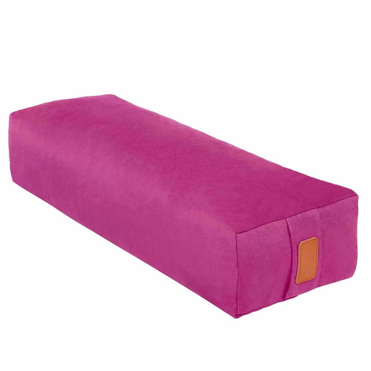 #DoYourYoga - Hoekig Yoga bolster - »Paravati« - Meditatiekussen met bio-organische boekweit schalen vulling - L67 cm & diam.13 cm - roze