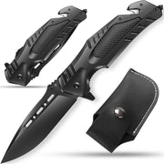 Sefaras Survival Zakmes 8Cr13MoV - Inklapbaar - Broekclip - Voor kamperen - RVS - Zwart