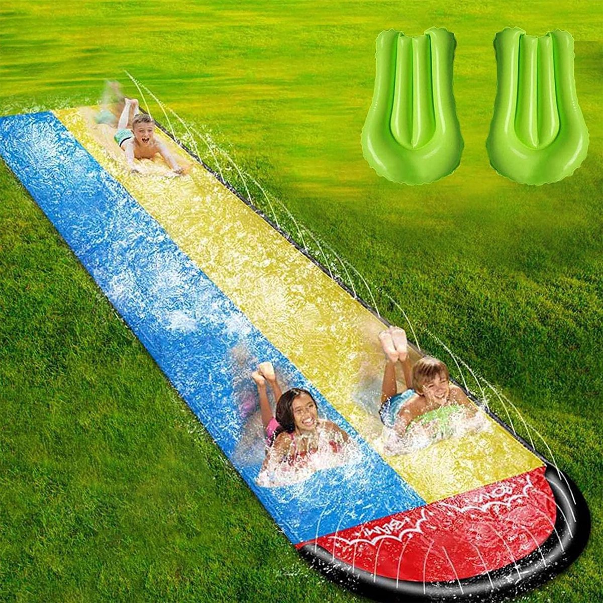 WaterGrijbaan - Zinaps Gazon Waterfolies voor kinderen Volwassenen - Tuin Backyard Giant Racing Tracks en Spuit Pool