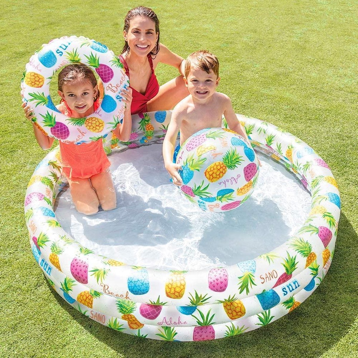 Intex opblaaszwembad - Zwembad kinderen set Fish Bowl 132 x 28 cm 3-delig