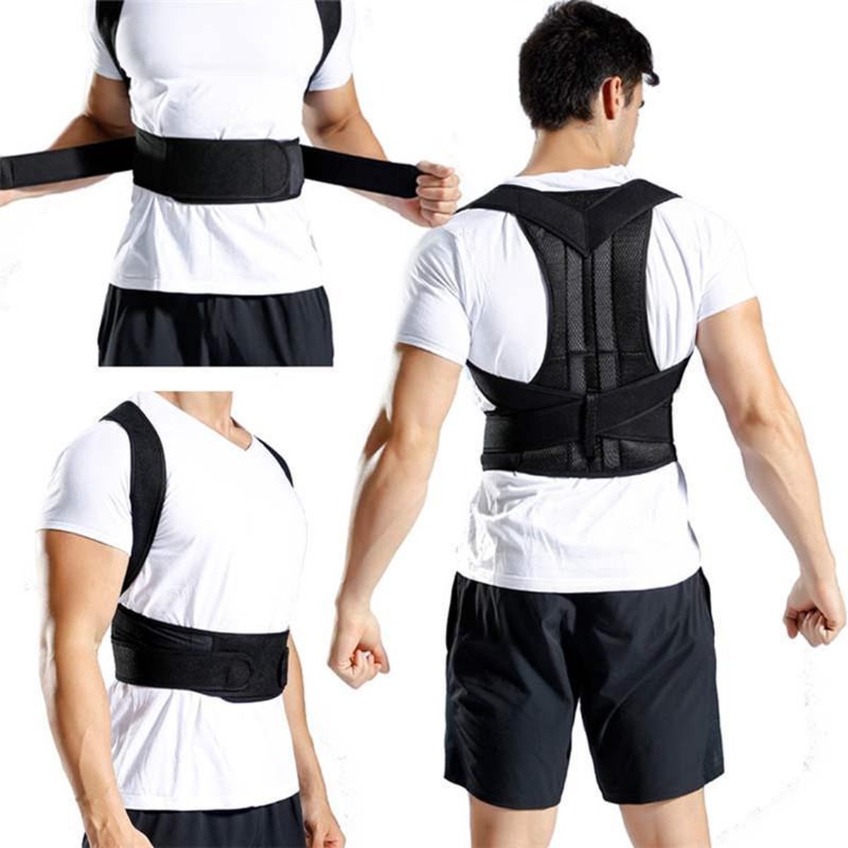 TDR - Houding Correctie Brace - Fysio - Postuur Corrector - Rug Band / Schouder Band - Brace voor rechte rug - Zwart - Maat XXL