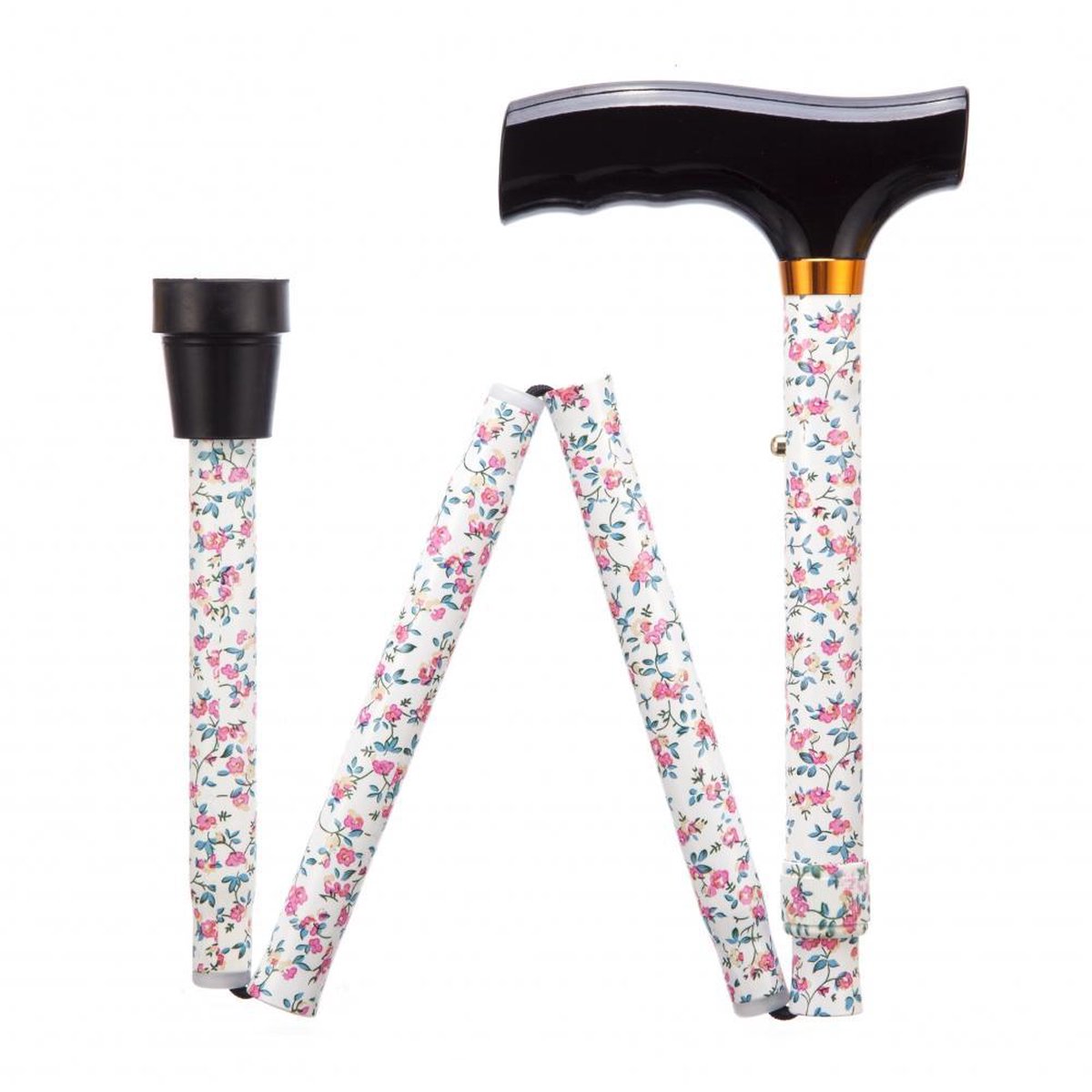Opvouwbare wandelstok - Pink Flower 74 - 84 cm