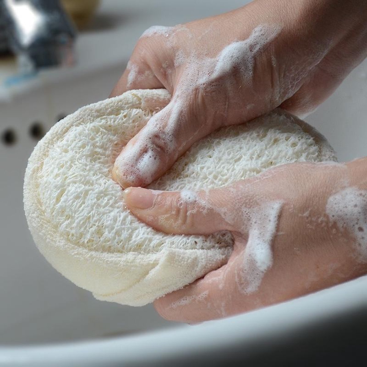 Luxe Katoen en sisal douche spons - Scrub - Massage - Plantaardig - 100% duurzaam - Badspons - Eco