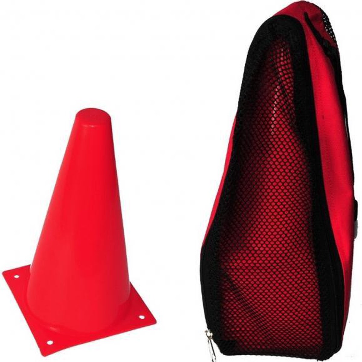 Vinex - 20 Markeer Pionnen met draagtas - ca. 23 cm hoog - Rood - 20 delige Pionnenset - Pylonen - Trainingspionnen