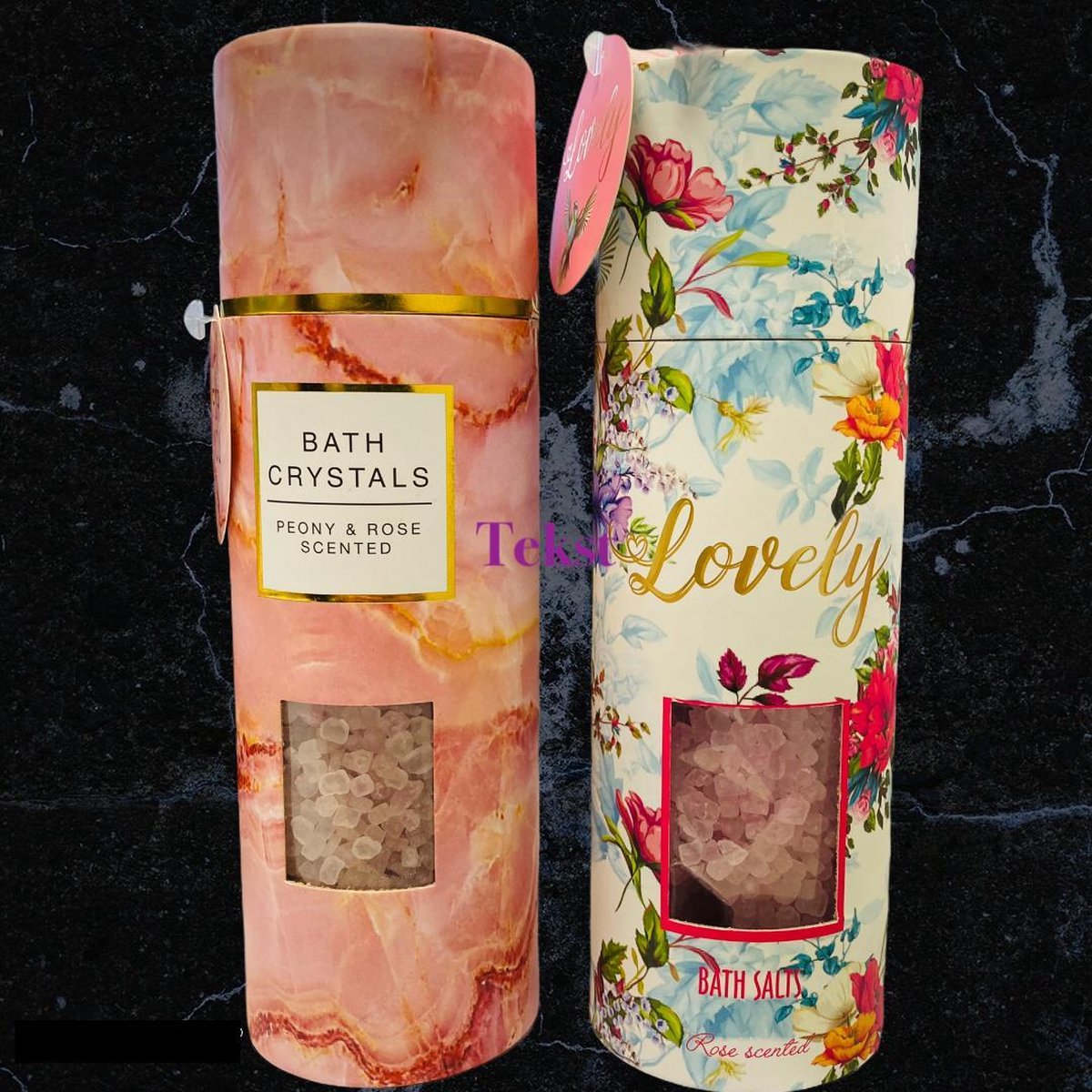 Badkristallen geschenkset Set van 2 stuks - Badkristallen / badzout voor in Bad - Etherische Aroma - Aromatherapie -