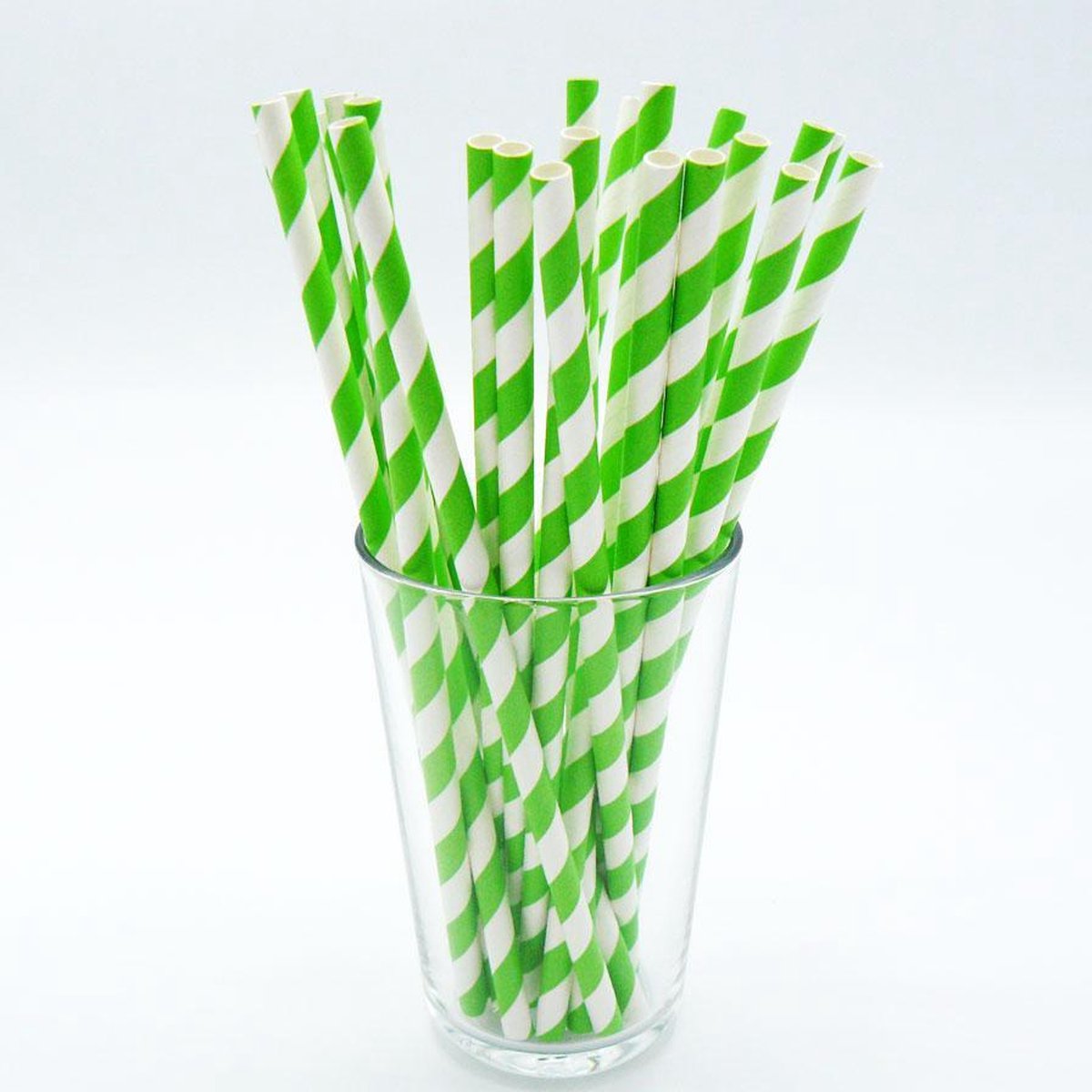 Doodadeals® | Papier Rietjes Zuurstok | Groen en Wit | Paper Straws | 25 stuks | 20 cm
