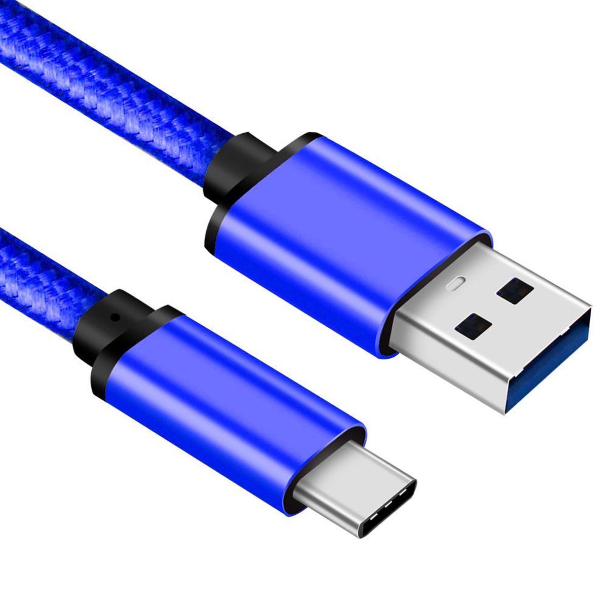 USB C kabel | C naar A | Nylon mantel | Blauw | 3 meter | Allteq