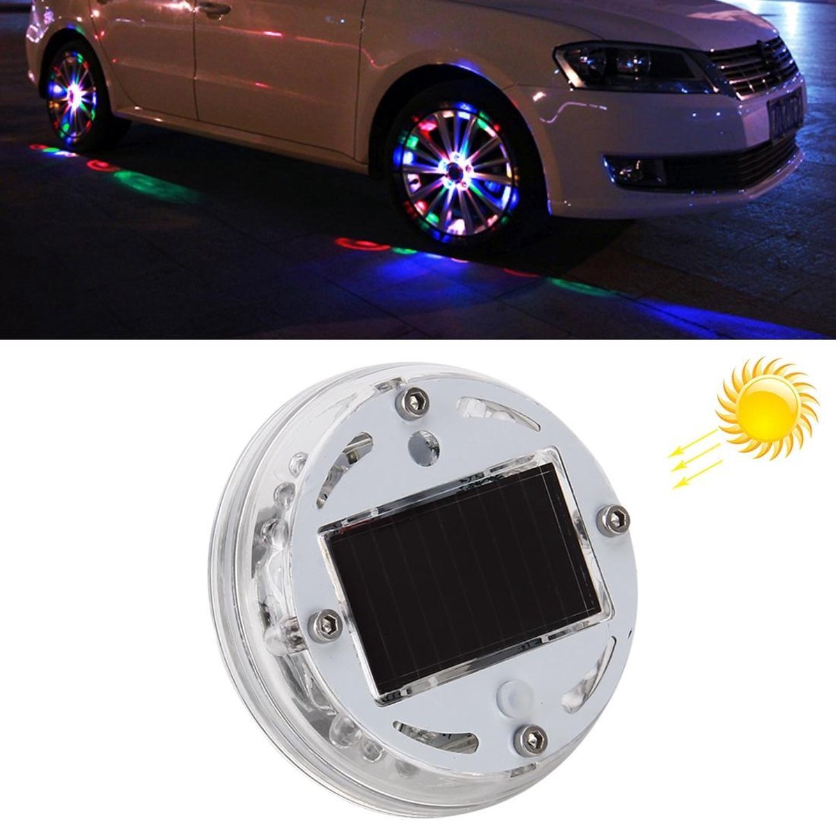 Solar Car LED Kleurrijk flitswiel Waterdichte lichten