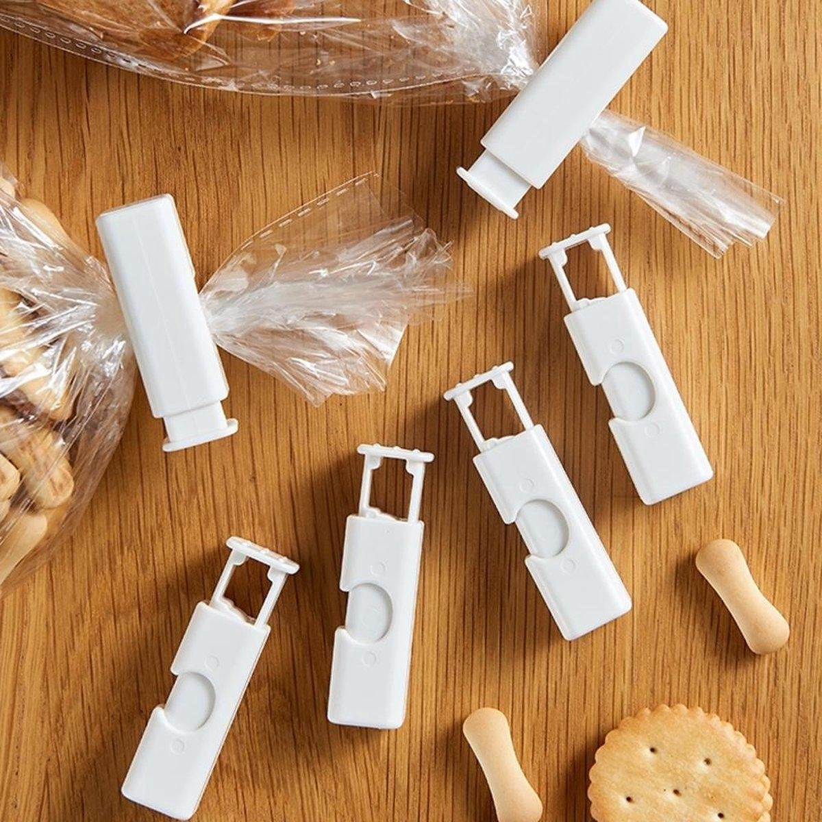 BOTC 10 x Vershoud knijpers wit 10 cm - Sluitklemmen - Zak klemmen/knijpers 8 stuks