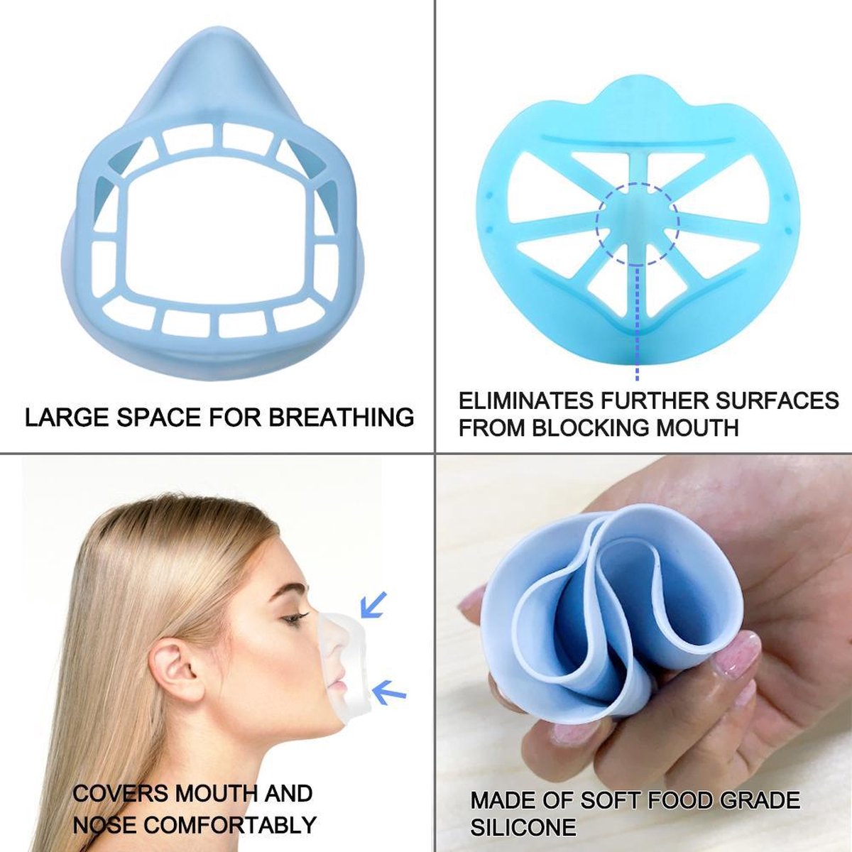 2 Maskfit AirFrames Mondkapje Houder-Mondmaskerhouder - Voor Comfort - Innermask Silicone Mondkapjes - Mondmasker Beugel - Wasbaar - Herbruikbaar - Face Mask - Gezichtsmasker - Mondkapje Ondersteuning - Bracket 3D - Voor Mondkapje - mondkapje wasbaar
