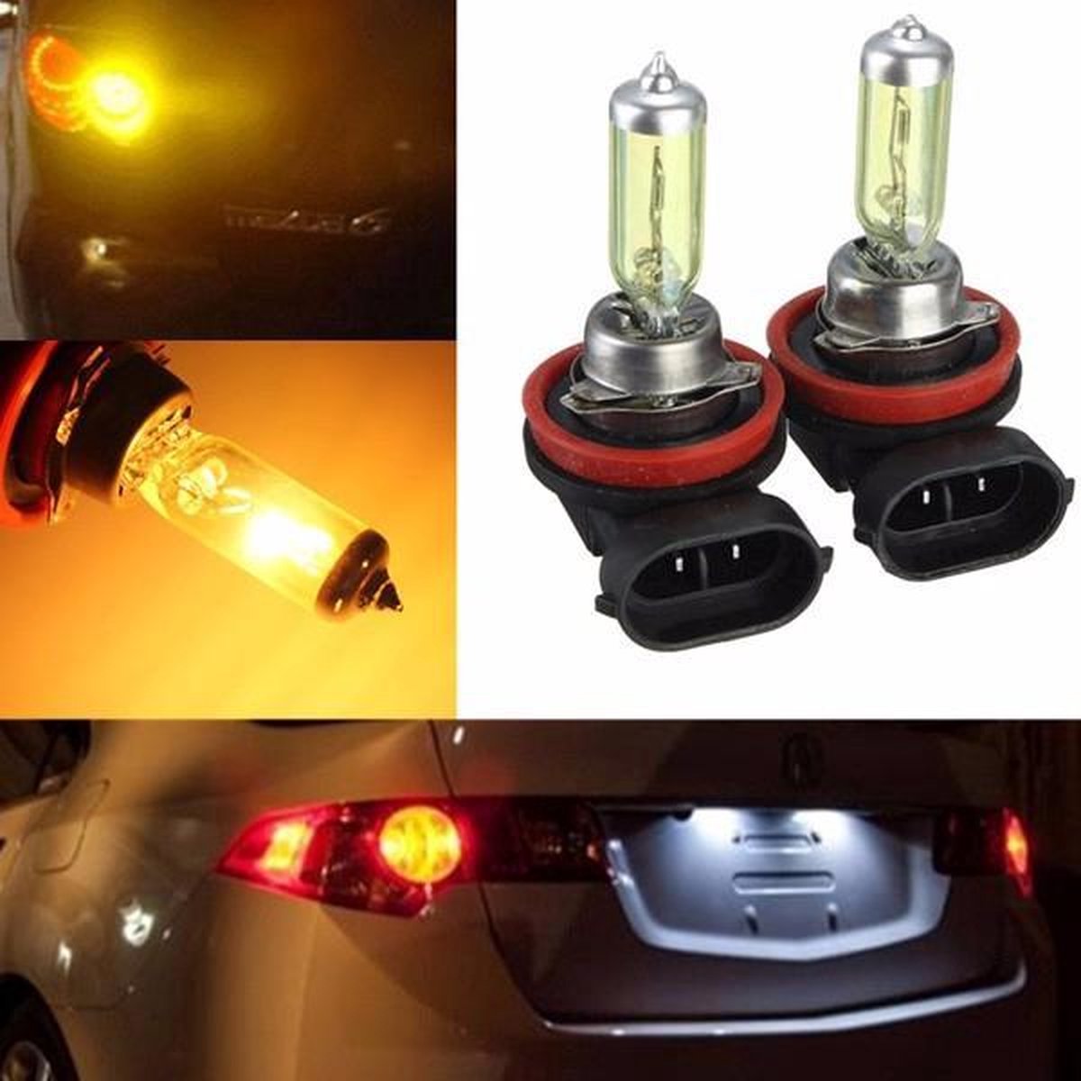 2x H11 HID Xenon Light Bulbs Lamps DC12V Yellow 3000K-3500K