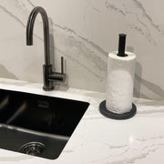 Keukenrolhouder Noé | Met anti-slip |Marmer Zwart | Rond|Keukenrolhouder Staand met Marmeren Voet | Metalen Buis Goud| Keukenpapier | Met verzwaarde voet | Aanrecht | Kitchenpaper holder | Keukenbenodigdheden | Keukenaccessoires | Kitchen roll holder