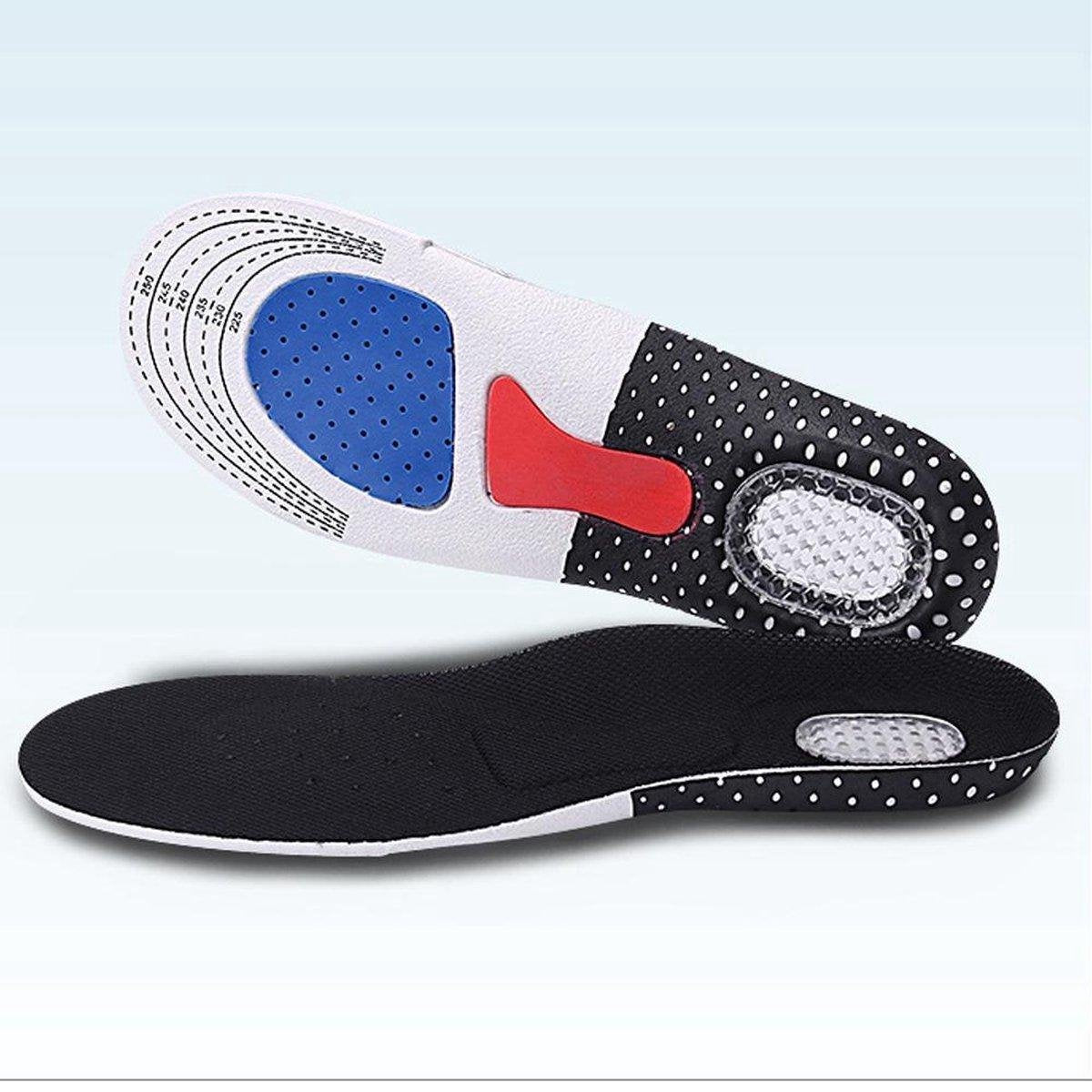 BOTC - Inlegzolen set - Kan worden bijgesneden - Unisex - Steunzolen voor sportschoenen - Inlegzolen van siliconengel - Masserende schokabsorptie - Orthodontisch kussen -- Zwart - L (EU40-46) - 28CM