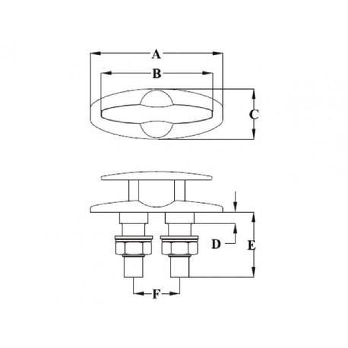 Talamex verzonken RVS Cleat 132mm x 38mm