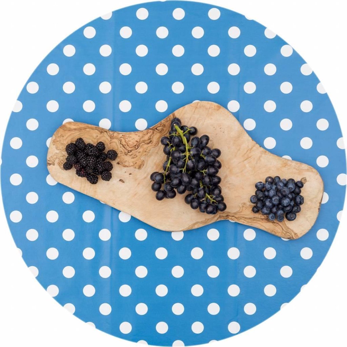 MixMamas Rond Tafelzeil - Ø 140 cm - Grote Stip - Blauw/Wit