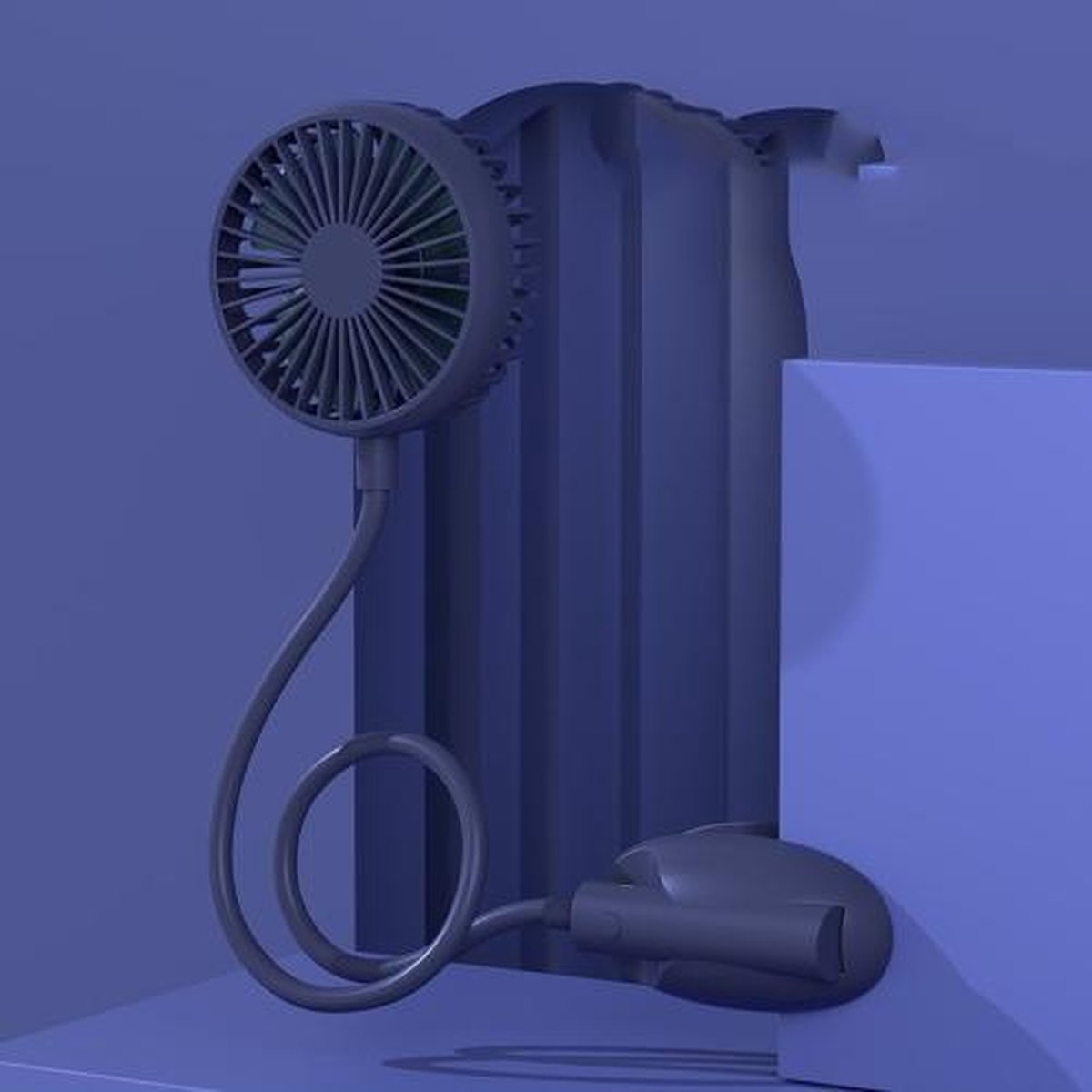 WS13 Sport Lazy Hanging Neck Fan Draagbare opvouwbare desktopventilator (blauw)
