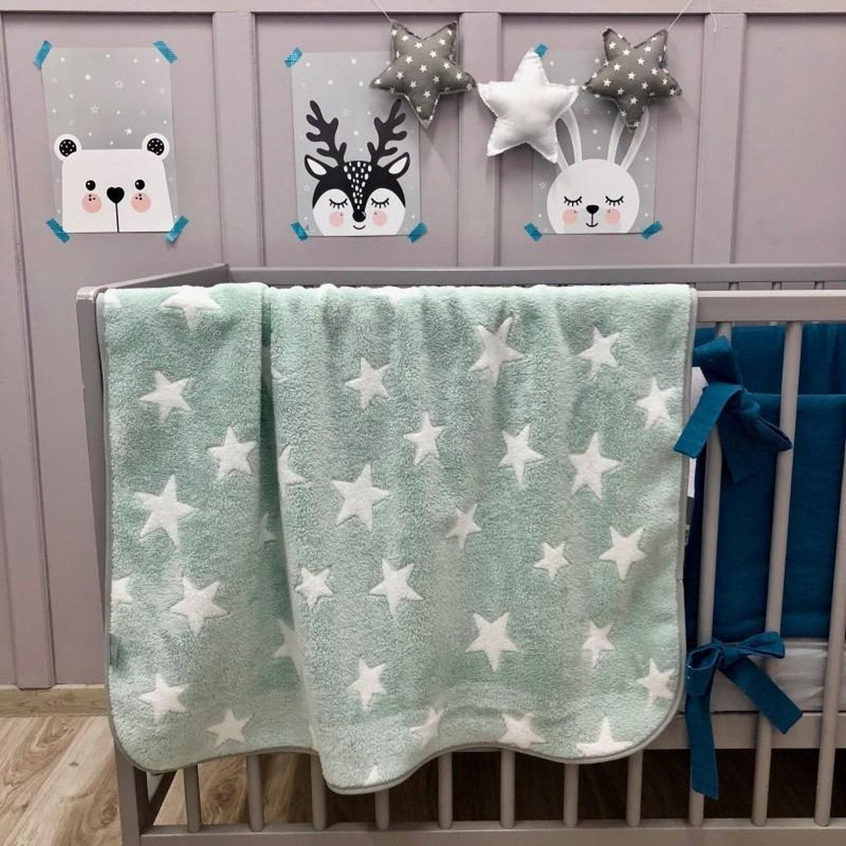 Dolly Fleece Deken Sterren Mint-Ledikant (100 x 140 cm)