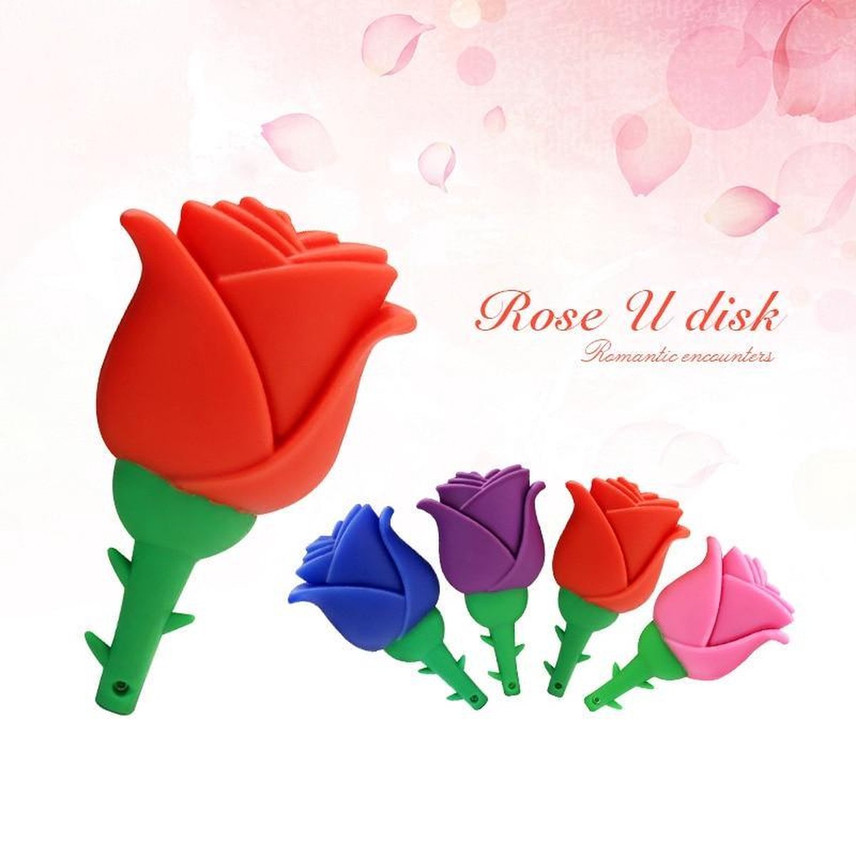 Pendrive Rose Vorm - Romantisch Geschenk - Capaciteit 32GB - Silicone - Bestand