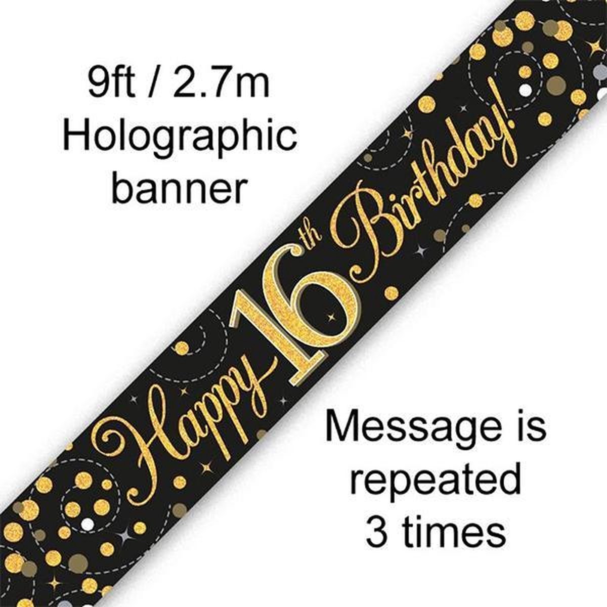 Banner 16 jaar Zwart  en Goud