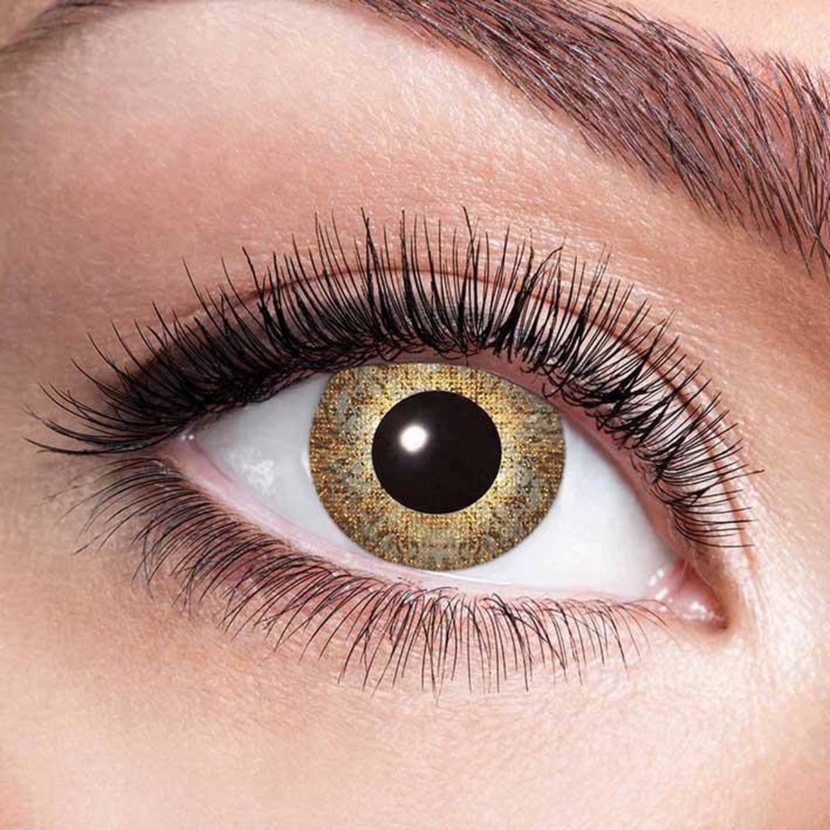 Halloween Actie Kleurlenzen Golden Sparkle - 2 stuks - Incl. Lenzenvloeistof en Lenzendoosje