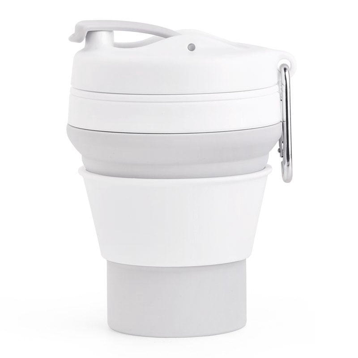 YOURS Opvouwbare Koffiebeker - Kopjes Mokken - Koffiebekers To Go - Inklapbaar - Met Herbruikbaar Rietje - Met Haak - Grijs - 480 ml/17oz