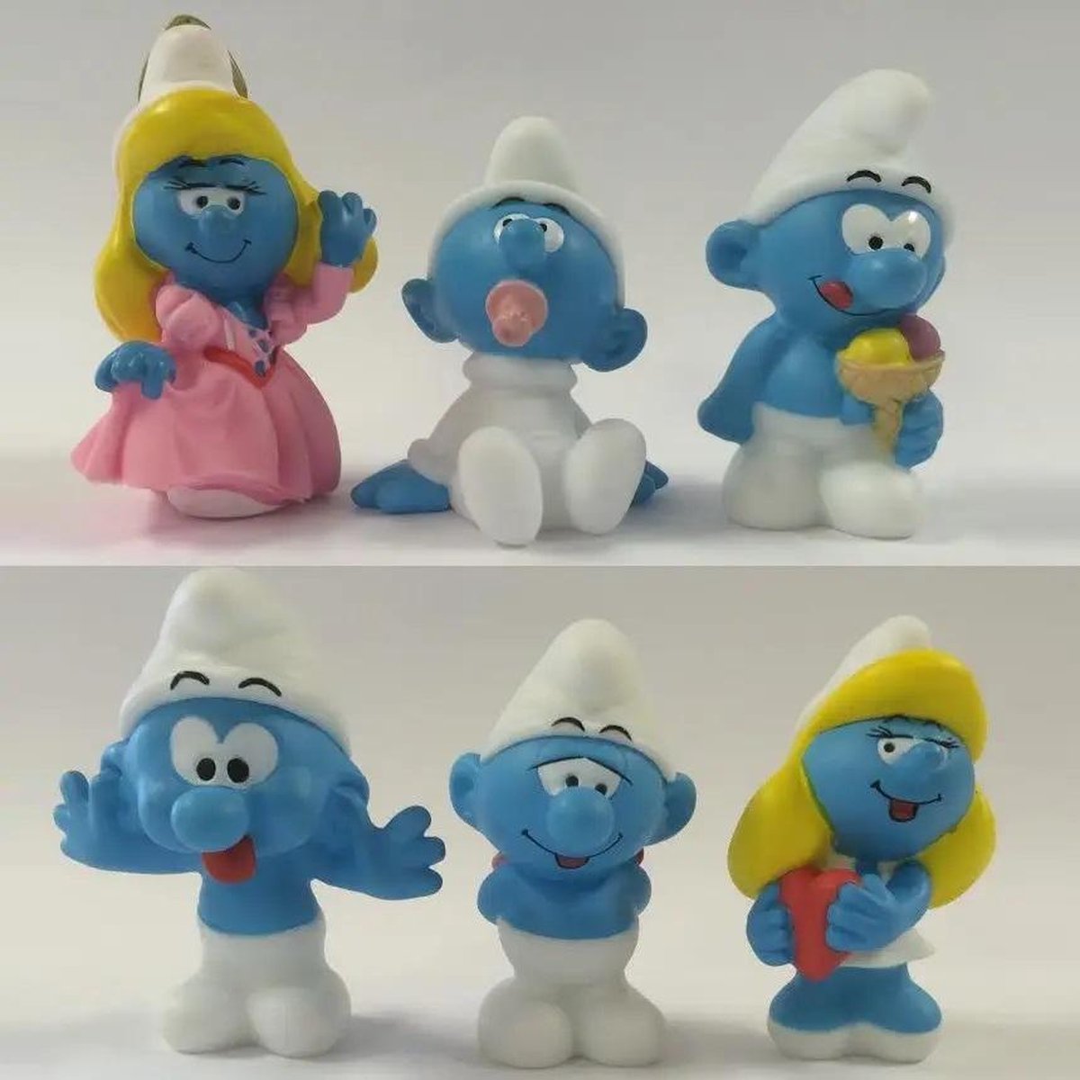 6 Smurfen badspeeltjes in plastic ei verpakt (figuurtjes +/- 6 cm)