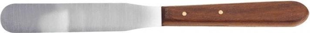 Biemme  RVS harsspatel met rond uiteinde en houten handvat 21cm