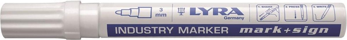 Lyra 4040001 Mark + Sign Industriemarker - 2-4 mm - Wit