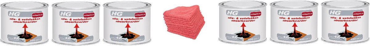 HG olie- & vetvlekken absorbeerder (HG product 42) Doos 6 Stuks + 10 Microvezeldoeken