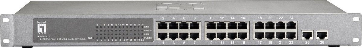 LevelOne FGP-2412W630 Fast Ethernet (10/100) Grijs Power over Ethernet (PoE)