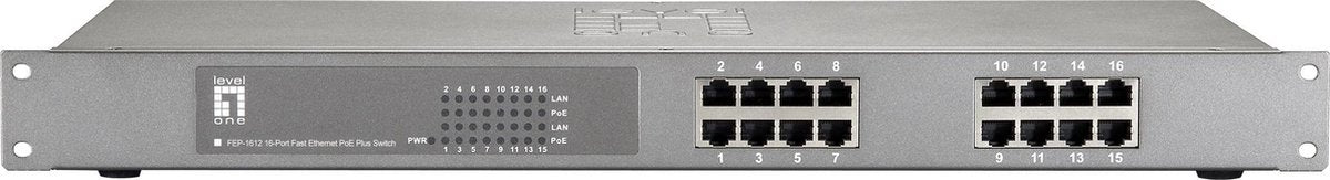 LevelOne FEP-1612W380 Fast Ethernet (10/100) Grijs Power over Ethernet (PoE)