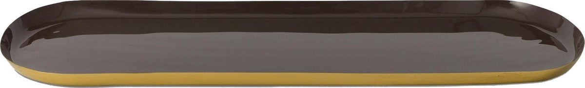 VTwonen - Rechthoekige Serveerplank - Metaal - Donker Bruin - 20x50 cm