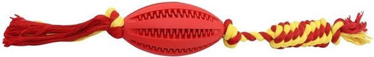 Rugby bal met touw in de kleur rode.