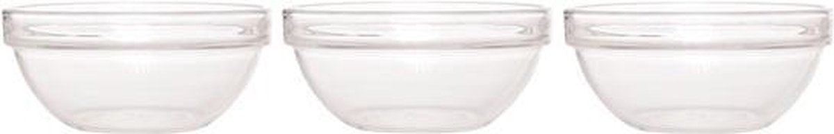 3x Salade schalen/slakommen van glas 20 cm - Schalen en kommen - Keuken accessoires