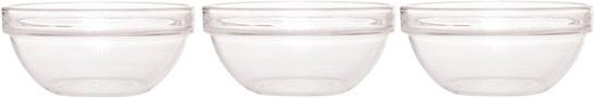 3x Salade schalen/slakommen van glas 29 cm - Schalen en kommen - Keuken accessoires