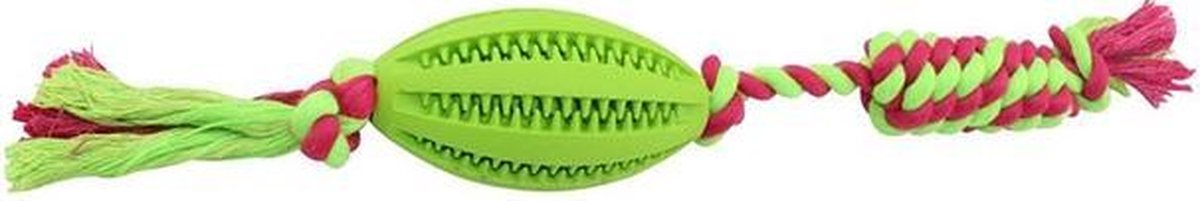 Rugby bal met touw in de kleur groen.