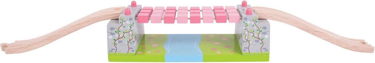 Bigjigs treinbaan onderdeel roze touwbrug